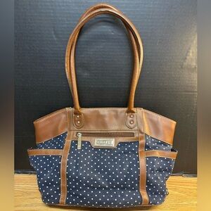CHAPS Navy Blue & White Polka Dot Shoulder Bag #4708